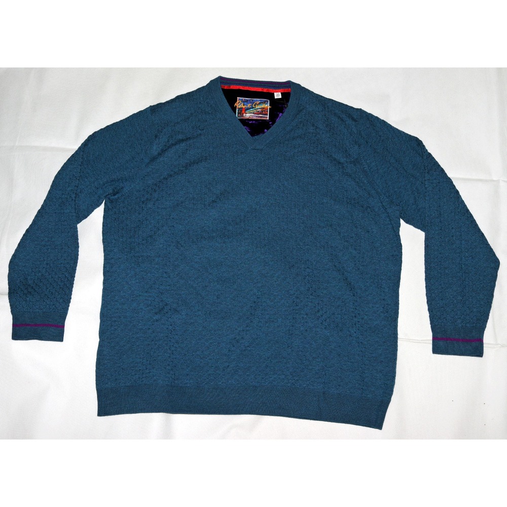 SOLD‎ Robert Graham Mens Long Sleeve Geometric 100% Wool V-Neck Sweater Size 3TG
